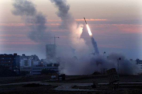 A rocket being fired by the Israeli Defense Force (IDF) to counter an incoming rocket attack from Gaza. (AP Photo/Tsafrir Abayov)